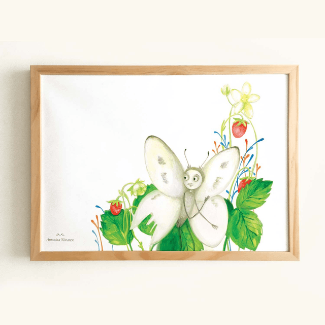 Affiche "Papillon et fraise"